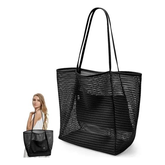 Bolso De Ocio Y Playa De Gran Capacidad Para Mujer Negro