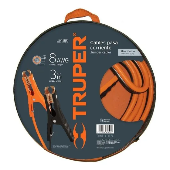 Cables Para Iniciar Batería Carro 3mtrs 8awg Truper