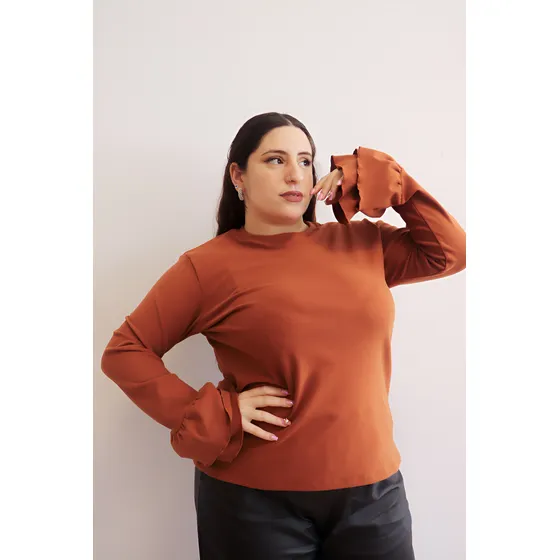 Buzo Mujer Ananá Plus Size Manga Doble Volado Talle Grande