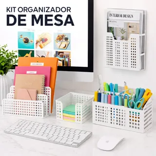 Kit Organizador De Mesa Porta Caneta Lápis Documentos Oikos