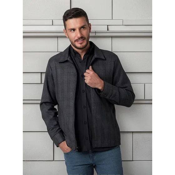 Chaqueta Cuadros Para Hombre Lec Lee - Gris