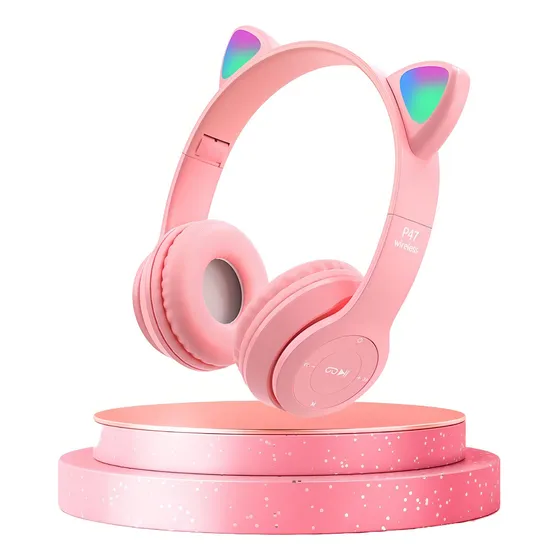 Headset Fone De Ouvido Bluetooth Led Orelha Gato Headphone