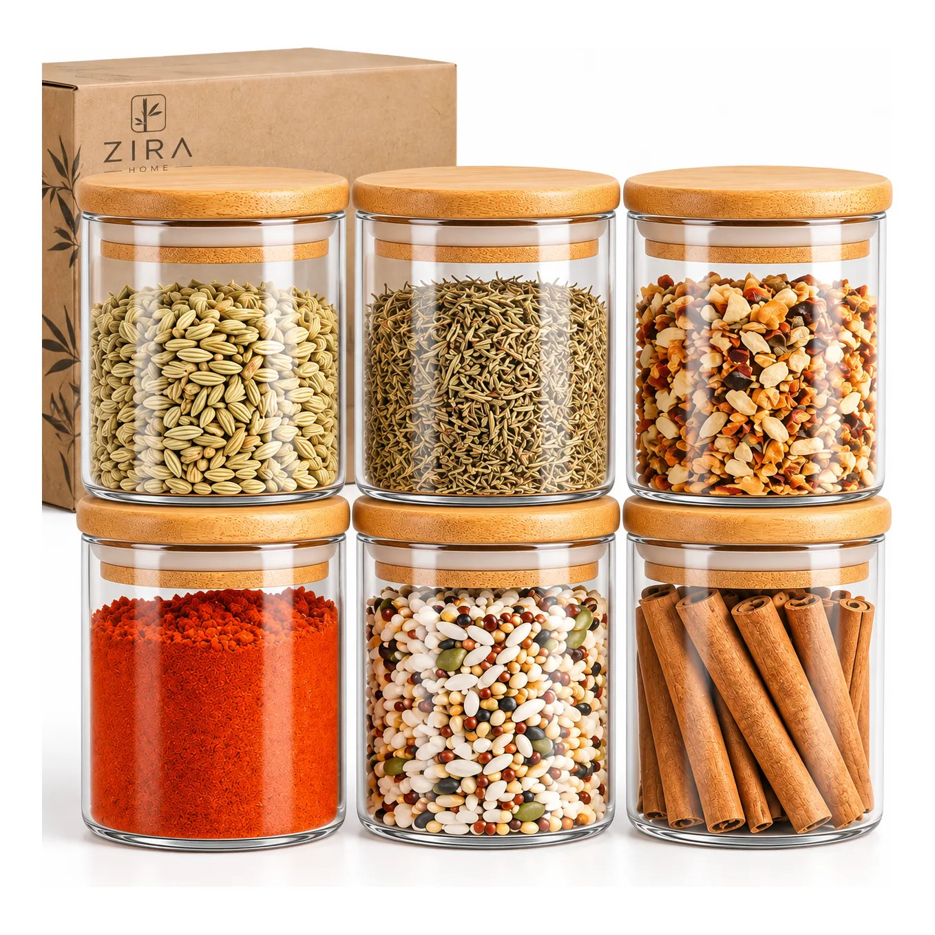 Kit 6 Pote Vidro Porta Temperos Hermético Cozinha Organiza Vidro/tampa De Bambu Kit 6 Pote Vidro Porta Temperos Hermético Cozinha Organiza Vidro/tampa De Bambu