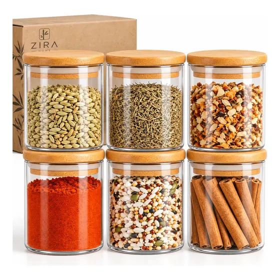 Kit 6 Pote Vidro Porta Temperos Hermético Cozinha Organiza