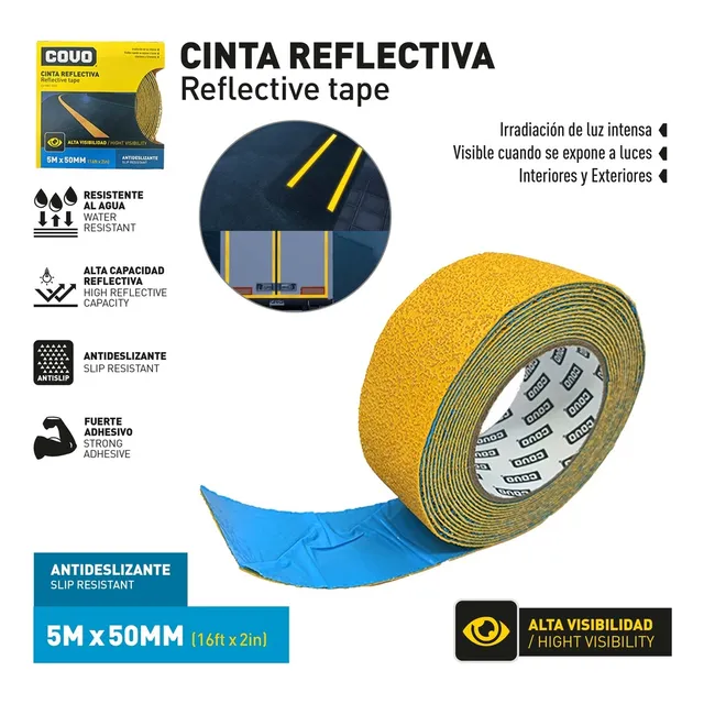 Cinta Reflectiva Amarilla 2 Pulgadas X 5 Metros Covo