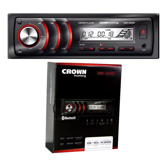 Estéreo Para Auto Crown Mustang Bluetooth Usb Tarjeta Sd