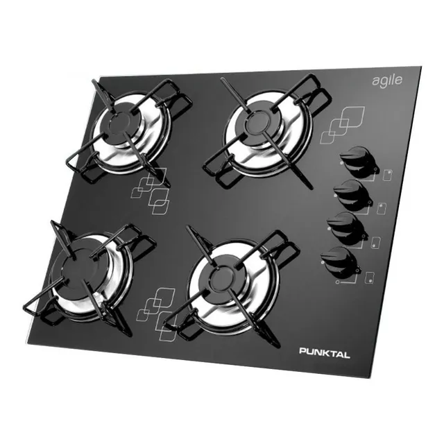 Anafe Con Alimentación A Gas Punktal PK-AG848 Color Negro 220V 4 hornallas