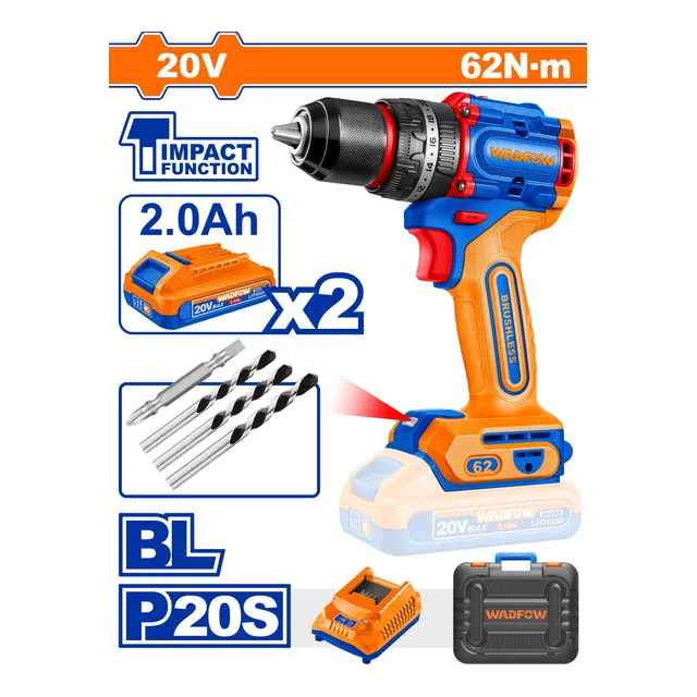 Taladro De Impacto Brushless 20v 62nm Wadfow