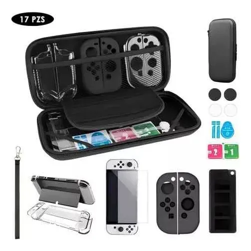 Estuche Protector Para Nintendo Switch Oled Pack 17 En 1