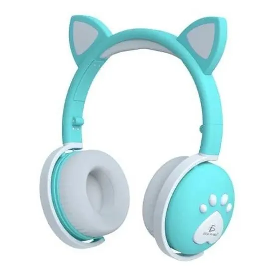 Audífonos Diadema Bluetooth Luz Led Gatito