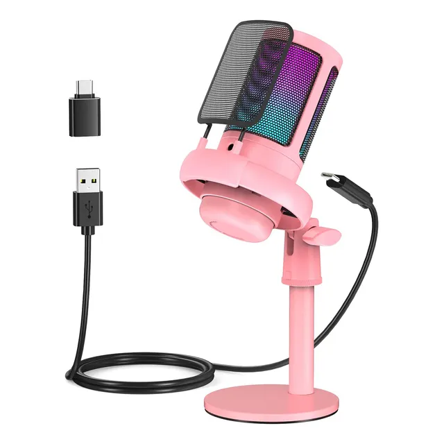 Microfono Gamer Condensador Usb Cardioide Rgb Podcast Pc/tel