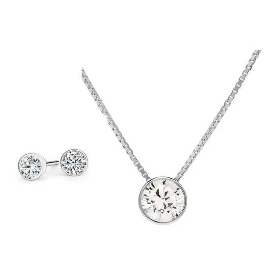 Conjunto Punto D Luz Aros+collar+caja D Regalo(envio Gratis)