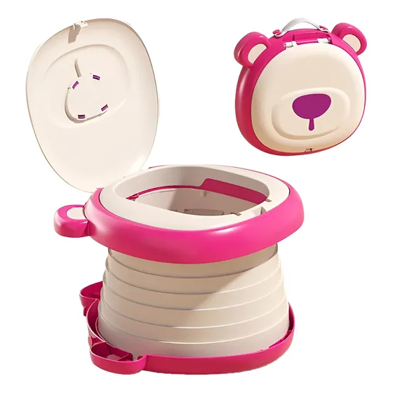 Pelela Plegable Portátil Oso Para Bebes Niños Orinal Viaje Rosa