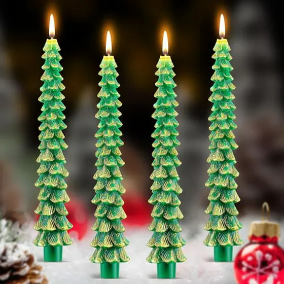  Velas De Árbol De Navidad 10'' Sin Aroma Decorativas