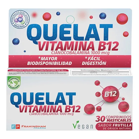 Quelat Vitamina B12 30 Comprimidos Masticables Frutilla Framingham Pharma