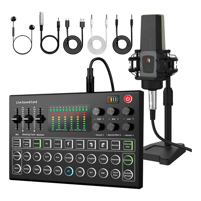 Kit De Mezcladora De Audio Rhm M9+t118 Con Microfono -negro
