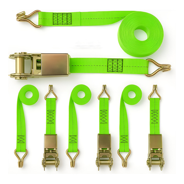 4 Conjunto Catraca Amarração Cinta Preta 4,6 Metros 800kg