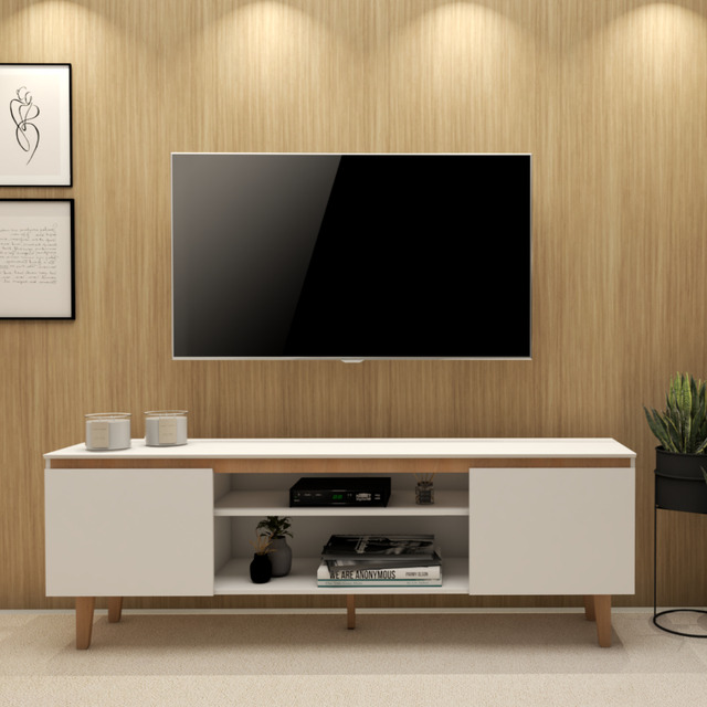 Rack Tv Sala Home Estante Organizador Multiuso White Madeira Cor Branco Rack Tv Sala Home Estante Organizador Multiuso White Madeira Cor Branco