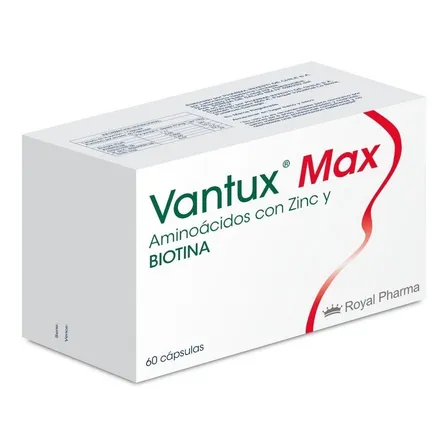 Vantux Max 60 Cápsulas tratamiento Para La Caída Del Pelo Royal Pharma
