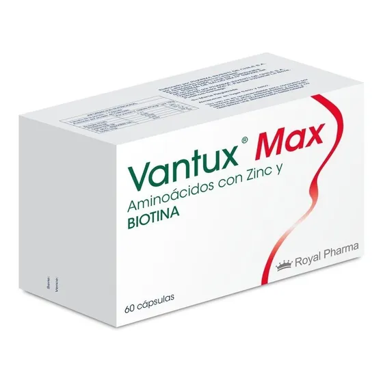 Vantux Max 60 Cápsulas tratamiento Para La Caída Del Pelo Royal Pharma