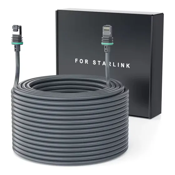 Cabo Extensor Ethernet Starlink V3 5m Reforçado Plug And Play Uso Externo Resistente À Água Ideal Para Veículos Barcos Trailers Motorhome Conexão Rápida E Estável Alta Durabilidade Athenix