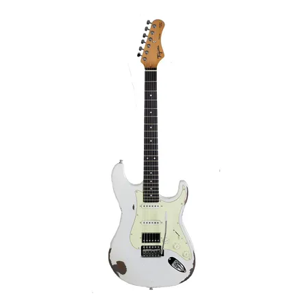 Guitarra Tagima Strato Tga-580 Hss Relic Ow Olympic White 6c Material do diapasão Roasted Maple Orientação da mão Destro