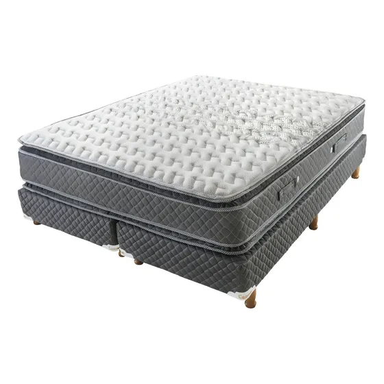 Sommier Y Colchon Cannon® Pillow 200 X 200 King Size Color Gris Oscuro