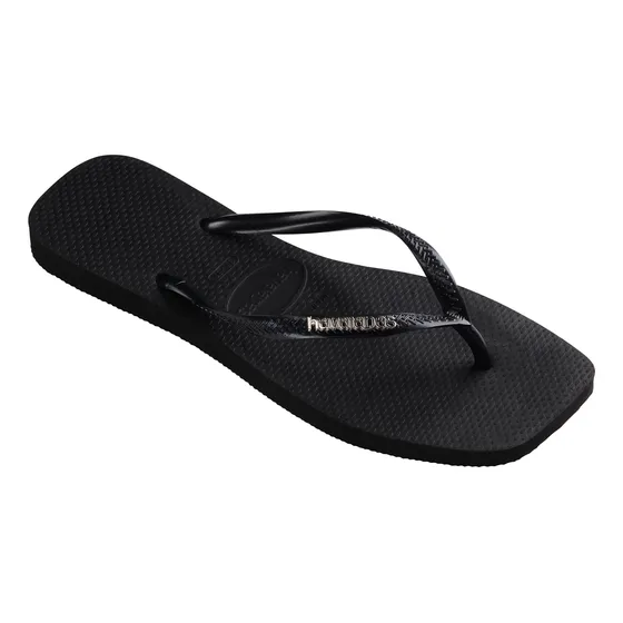 Sandalias Havaianas Slim Square Logo Metallic Negro Mujer