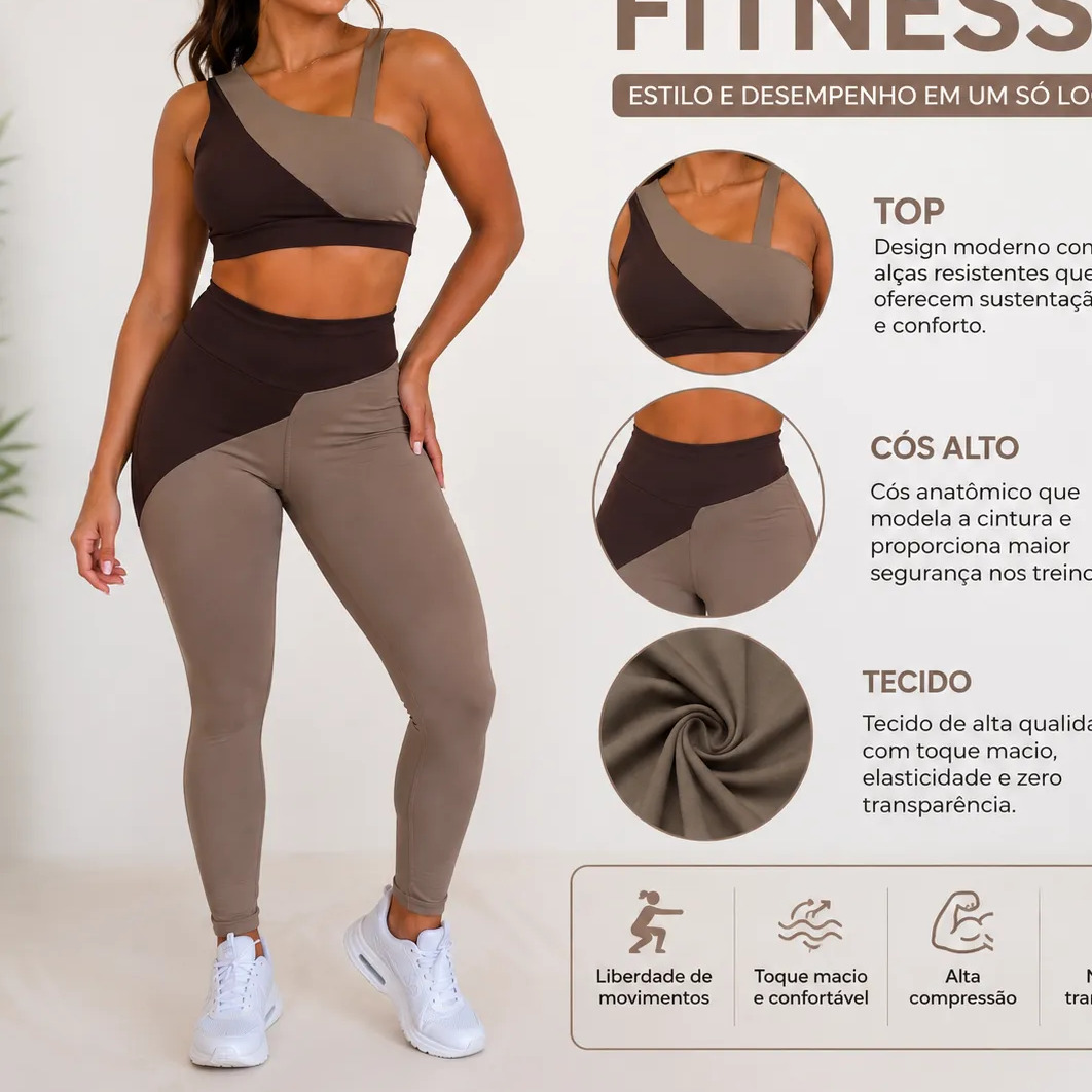 Legging e Top Fitness Bicolor