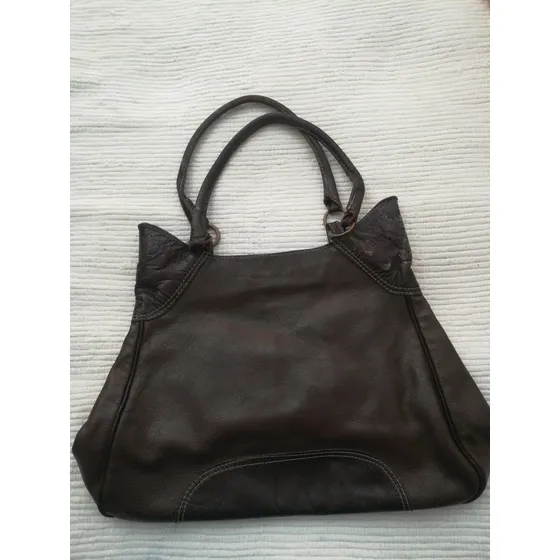 Cartera De Cuero Marron Usada 