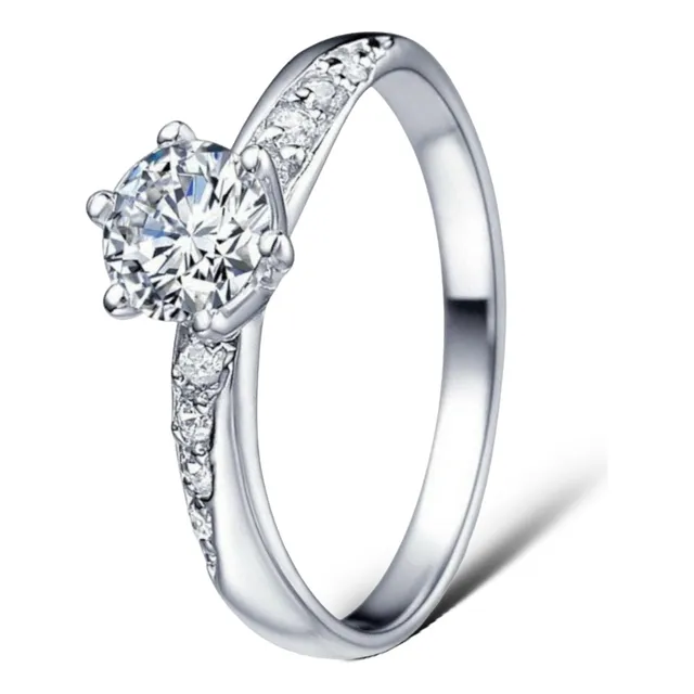 Anillo Compromiso Oro Blanco 14k Moissanita Gra 0.65ct