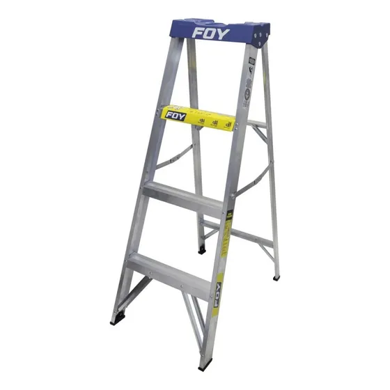 Escalera De Aluminio Tipo Tijera Foy Etf3 3 Escalones Color Gris