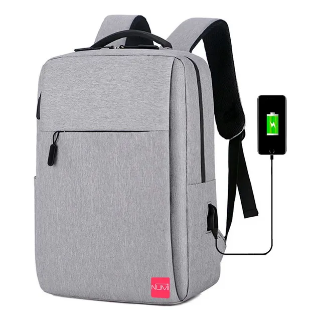 Mochila Para Laptop Portanotebook Bolso Computadora Color Gris Diseño De La Tela Lisa