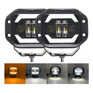 Par De 5 Faróis Led Embutidos Altos E Baixos H4 Com Âmbar Par De 5 Faróis Led Embutidos Altos E Baixos H4 Com Âmbar