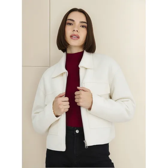 Chaqueta Bouclé Blanco Invierno Invierno Nicopoly