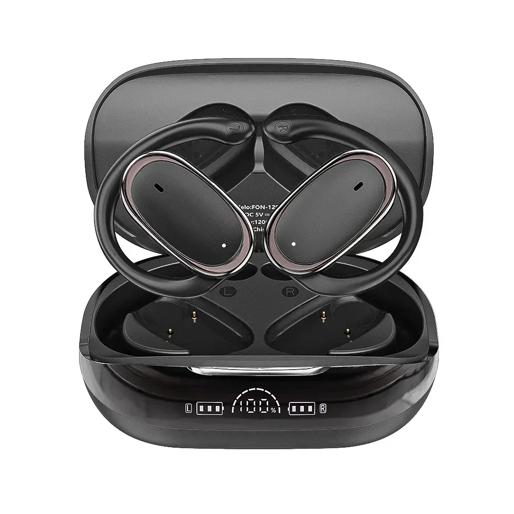 Fone de Ouvido Inova Open Ear Bluetooth 6.0 Com Gancho, Display LED e Siri