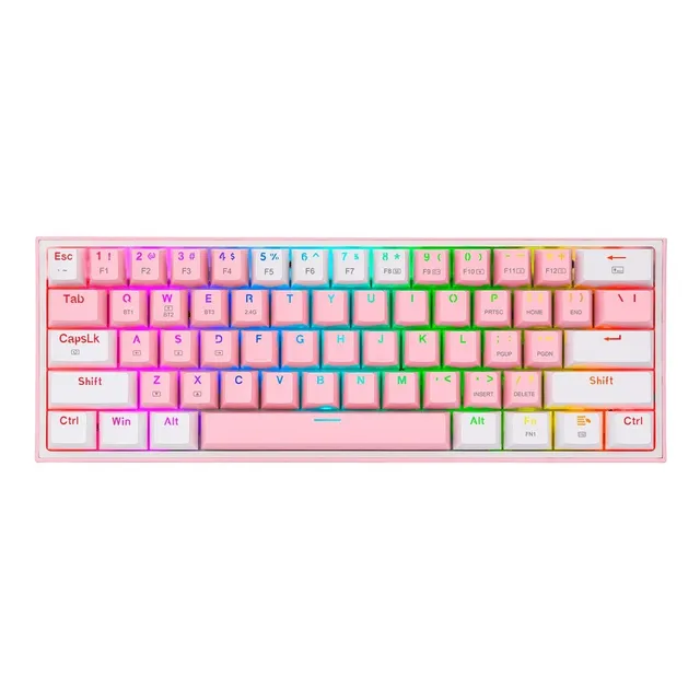 Teclado Gamer 60% Redragon K616rgb Mecanico Inalambrico Rosa
