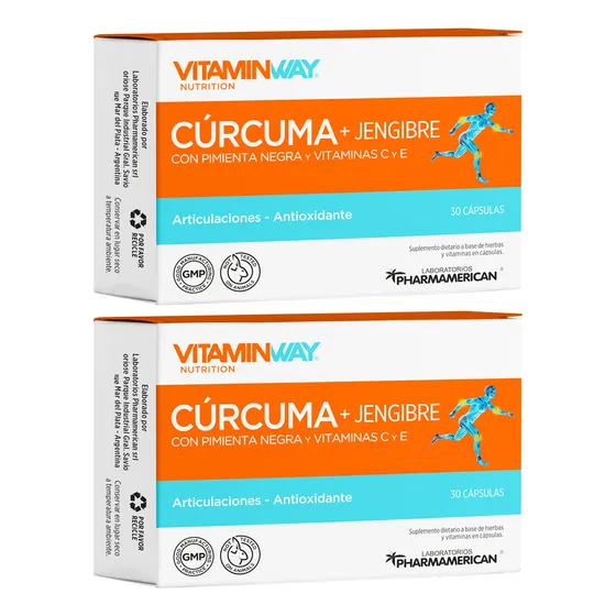 Vitamin Way X2 Cajas Cúrcuma Jengibre Articulaciones X30 6c