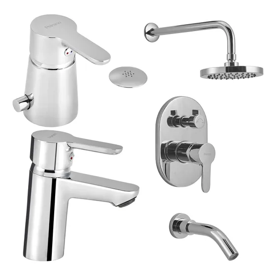 Griferia Baño Completo Adra Monocomando Peirano Bajo 9c