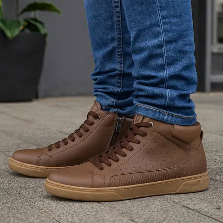 Kit Sapatênis Masculino Cano Alto Casual + Cinto Rovetto