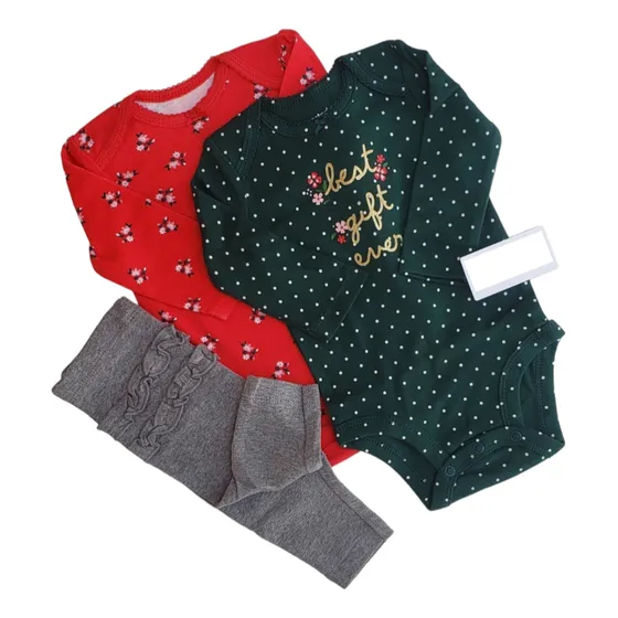 Conjunto Carters Beba Colores Navidad Rojo Verde Flores 