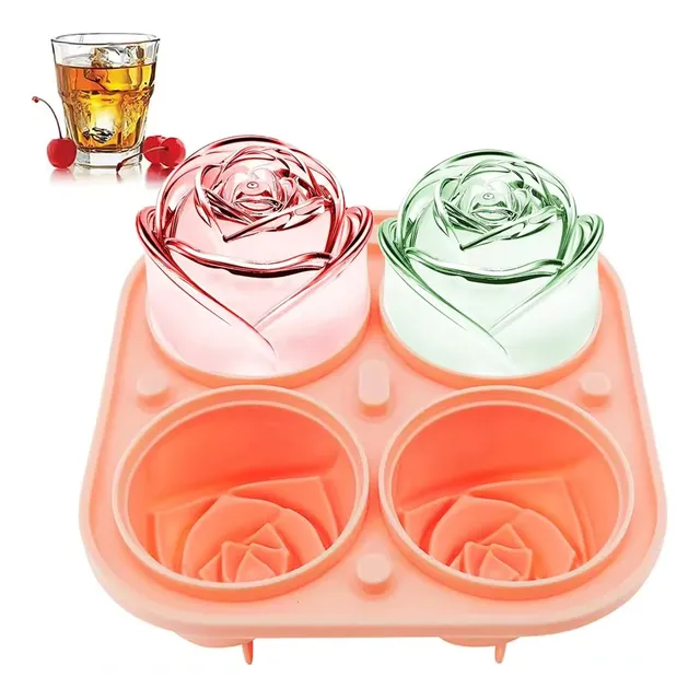 Molde En Silicona Diseño Rosa 3d Hielo Bebidas Licores    