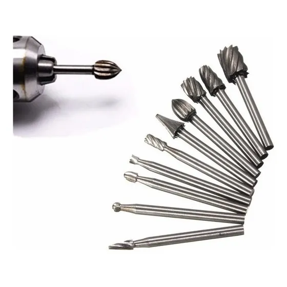 Kit 10 Limas Rotativas Tungstênio Gravação Micro Retifica