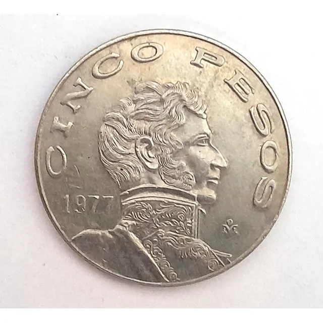 Moneda De 5 Pesos Mexicanos 1977 General Vicente Guerrero