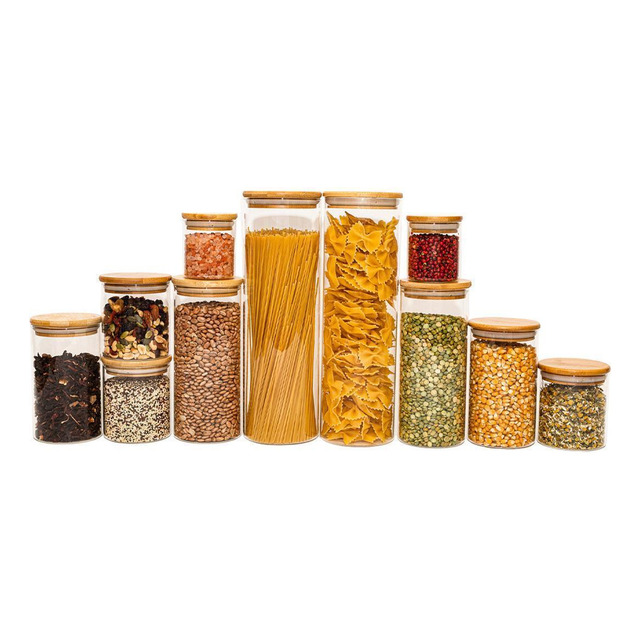 Potes De Vidro Mantimentos Com Tampa Bambu Oikos - 11 Pçs Potes De Vidro Mantimentos Com Tampa Bambu Oikos - 11 Pçs