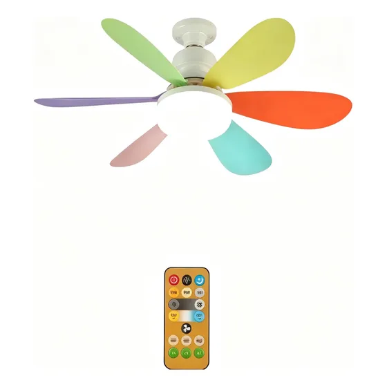 Ventilador Pequeno 6 Pás Silencioso Com Luz 52 Cm 50-60hz Multicolored Plástico 6