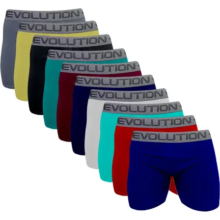 Kit Com 10 Cuecas Boxer Modelo Ciclista Comprida Longa