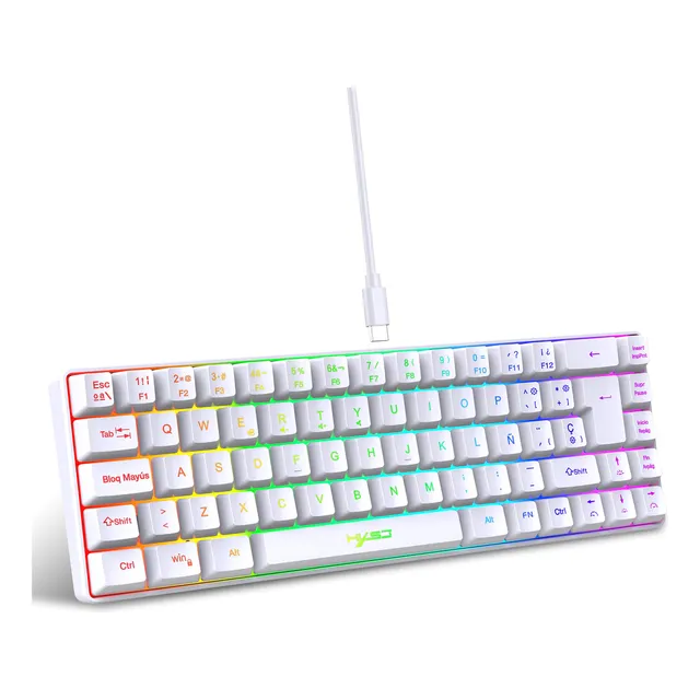Teclado Gamer Español K68 Rgb Cable Tipo C Qwerty Membrana