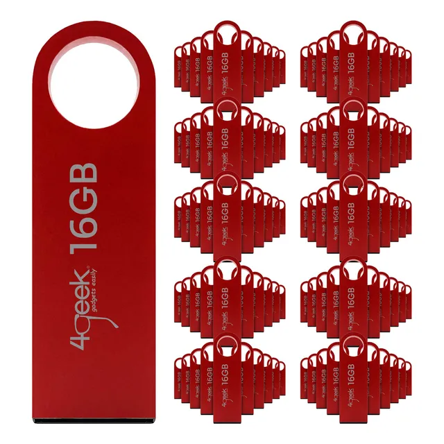 Kit 100 Memorias Usb 16gb Rojo 2.0 Bulk 4geek Liso