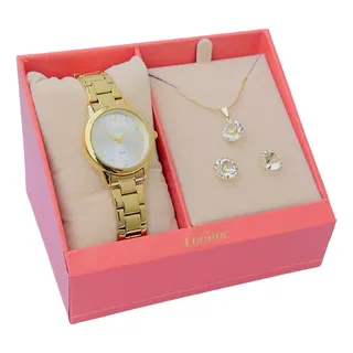 RelĂłgio Feminino Condor Luxo Dourado + Kit Colar E Brincos RelĂłgio Feminino Condor Luxo Dourado + Kit Colar E Brincos